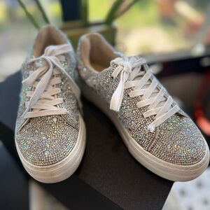 Betsey Johnson SB-Sydney Silver Sparkly Sneakers